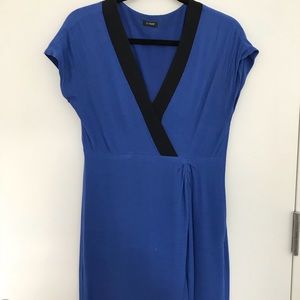 JCrew Vneck Dress Royal Blue with Navy Trim